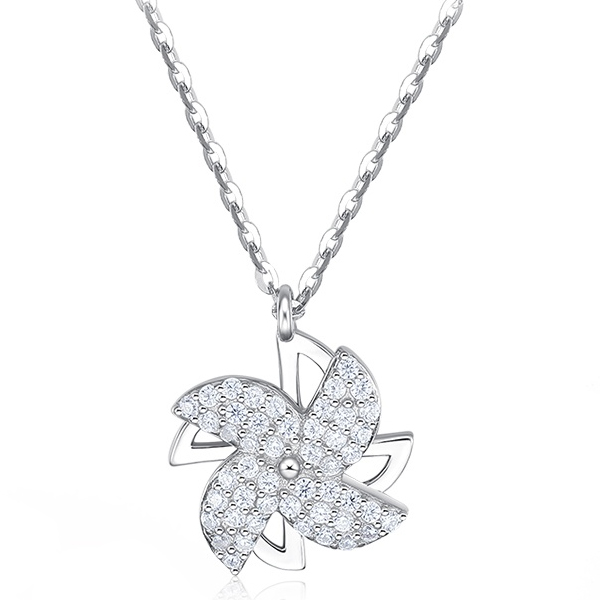 Zhou Dasheng's rotating windmill necklace girls light luxury niche high -level clavicle chain decorative sterling silver jewelry birthday gift